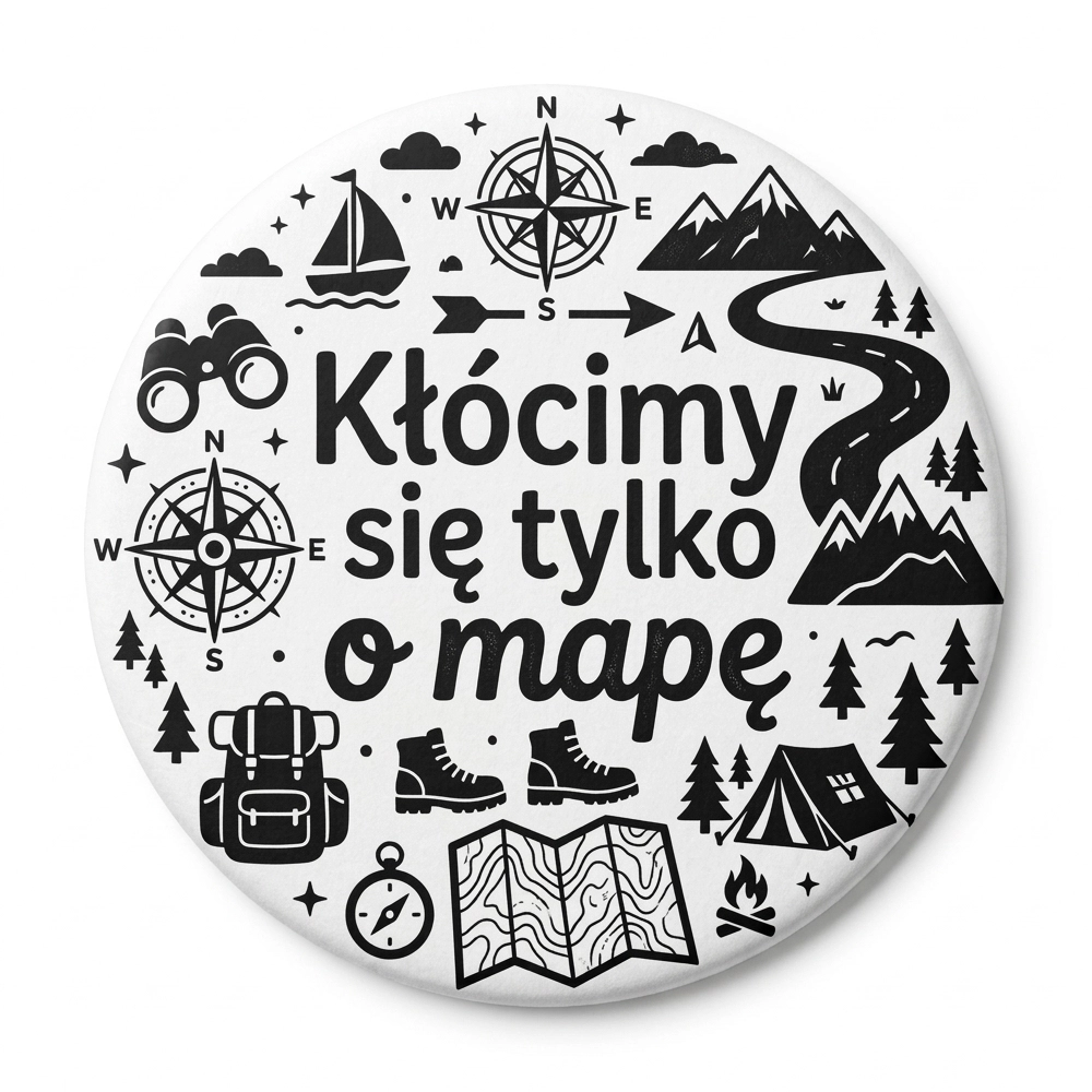 Przypinka turystyczna klocimy sie tylko o mape.webp