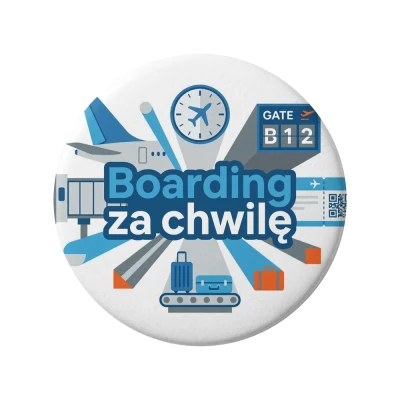 Przypinka button Mohilo Boarding za chwilę 58mm