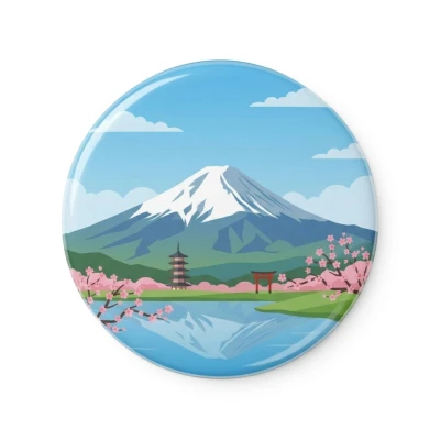 Przypinka button Mohilo Góra Fuji Japonia 58mm