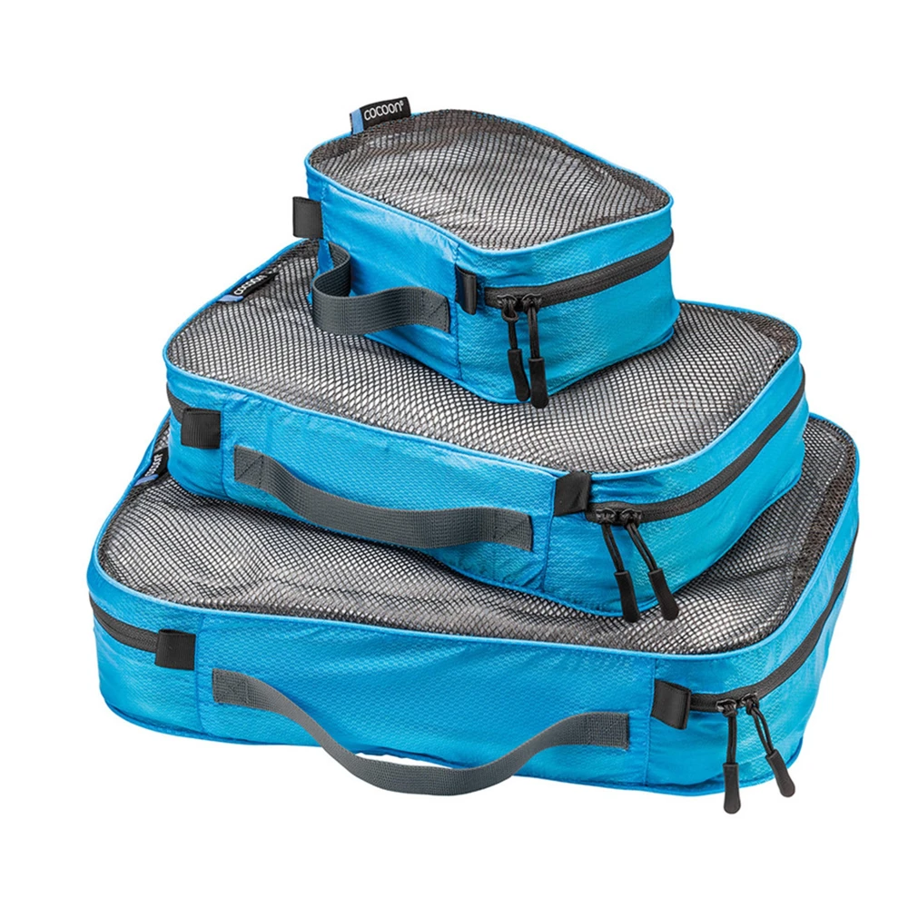 Zestaw organizerów podróżnych z siatką Cocoon Packing Cube Ultralight set caribbean blue