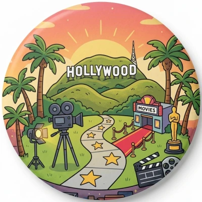 Przypinka button Mohilo Hollywood USA 58mm