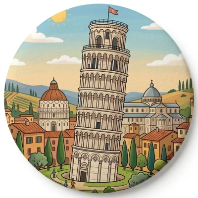 Przypinka button Mohilo Krzywa Wieża w Pizie Włochy 58mm