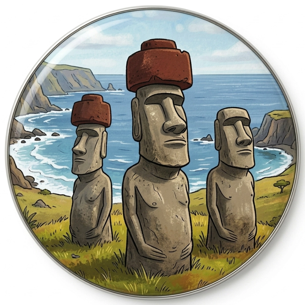 przypinka button moai wyspy wielkanocne.webp