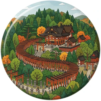 Przypinka metalowa Mohilo Świątynia Fushimi Inari Japonia 58mm