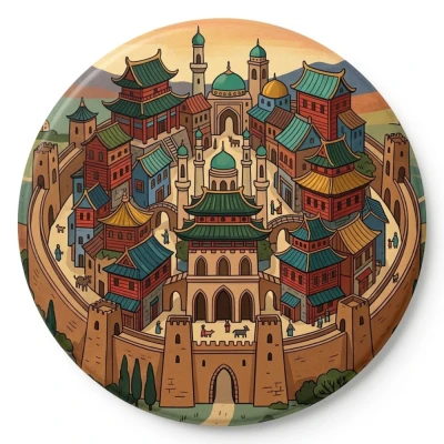 Przypinka button Mohilo Zakazane Miasto Chiny 32mm