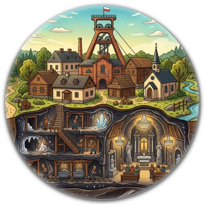 Przypinka metalowa Mohilo Kopalnia Soli Wieliczka 58mm