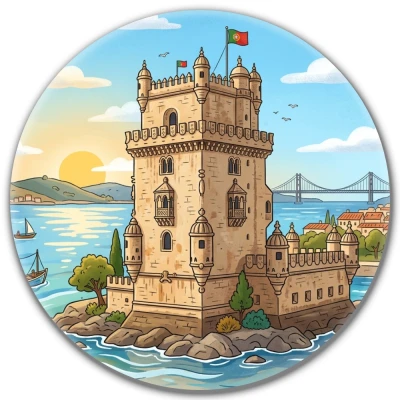 Przypinka button Mohilo Torre de Belém Portugalia 32mm