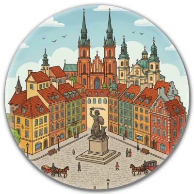 Przypinka button Mohilo Stare Miasto w Warszawie 32mm