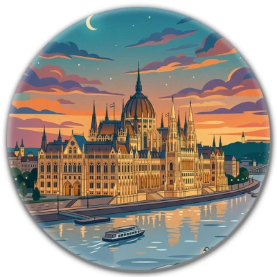 Przypinka button Mohilo Parlament w Budapeszcie 32mm