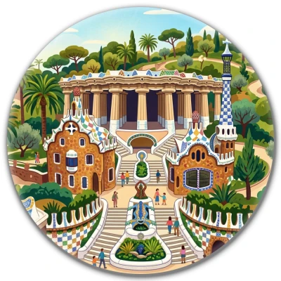 Przypinka button Mohilo Park Güell Hiszpania 58mm