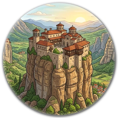Przypinka button Mohilo Meteory Grecja 32mm