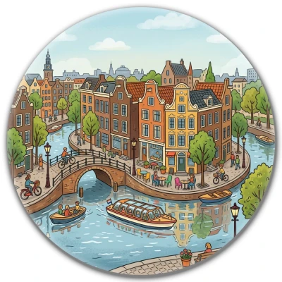 Przypinka button Mohilo Kanały Amsterdamu 32mm