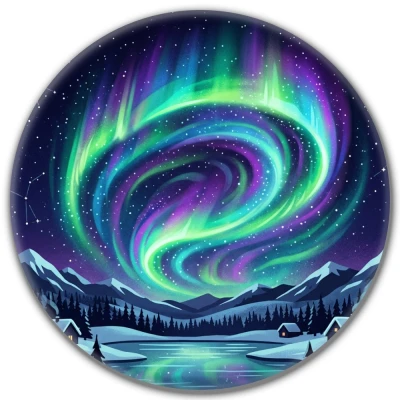 Przypinka button Mohilo Aurora Borealis na Islandii 32mm