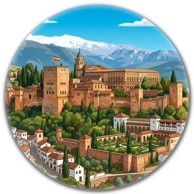 Przypinka button Mohilo Alhambra w Hiszpanii 58mm