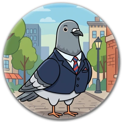 Przypinka pin Mohilo – Gołąb biznesmen 32mm