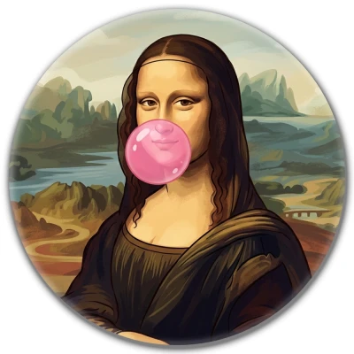 Przypinka pin Mohilo – Mona Lisa z gumą balonową 32mm