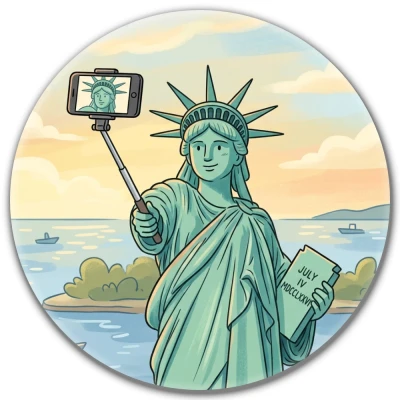 Przypinka pin Mohilo – Statua Wolności: Selfie z Liberty Island 58mm