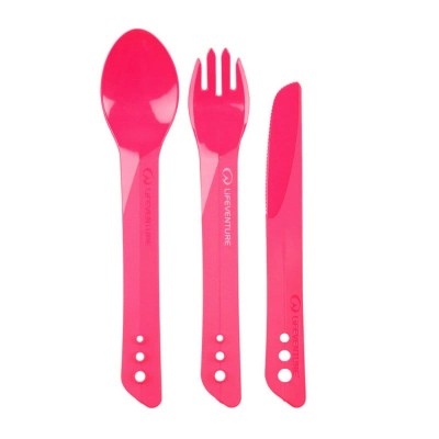Sztućce turystyczne Lifeventure Ellipse Cutlery Set Różowy
