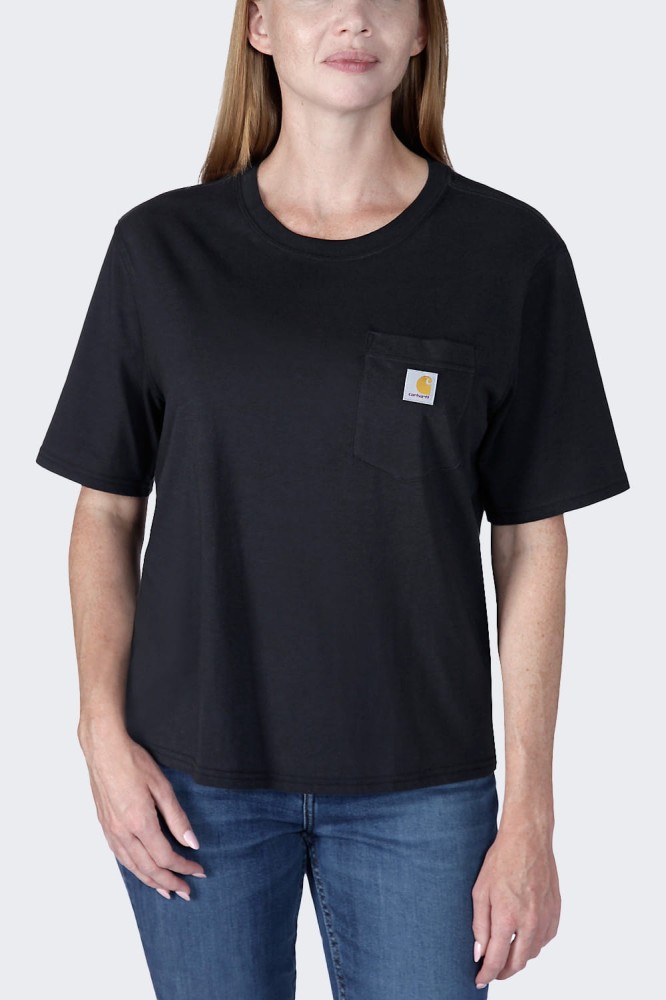 Koszulka damska bawełniana z kieszonką Carhartt Lightweight Crewneck czarny