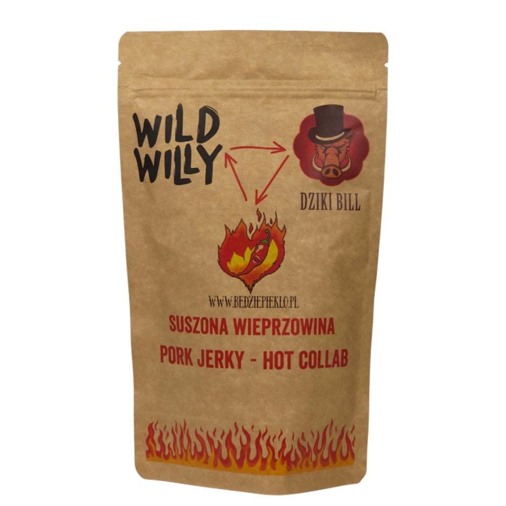 Suszona wieprzowina Wild Willy x Dziki Bill Hot Collab Pork Jerky 100g